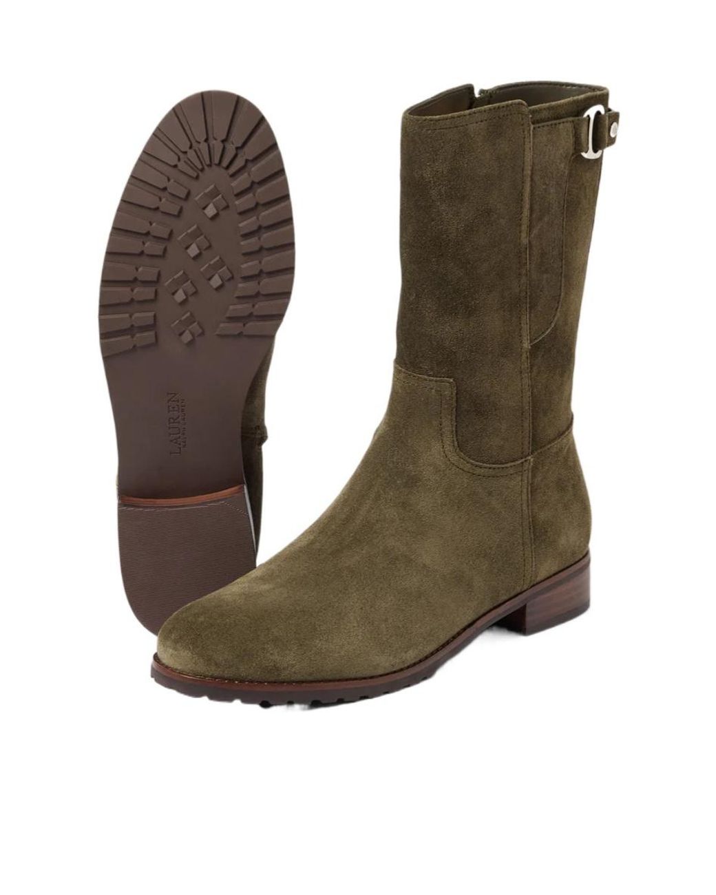 Ralph Lauren Green Round-Toe Ankle Boots