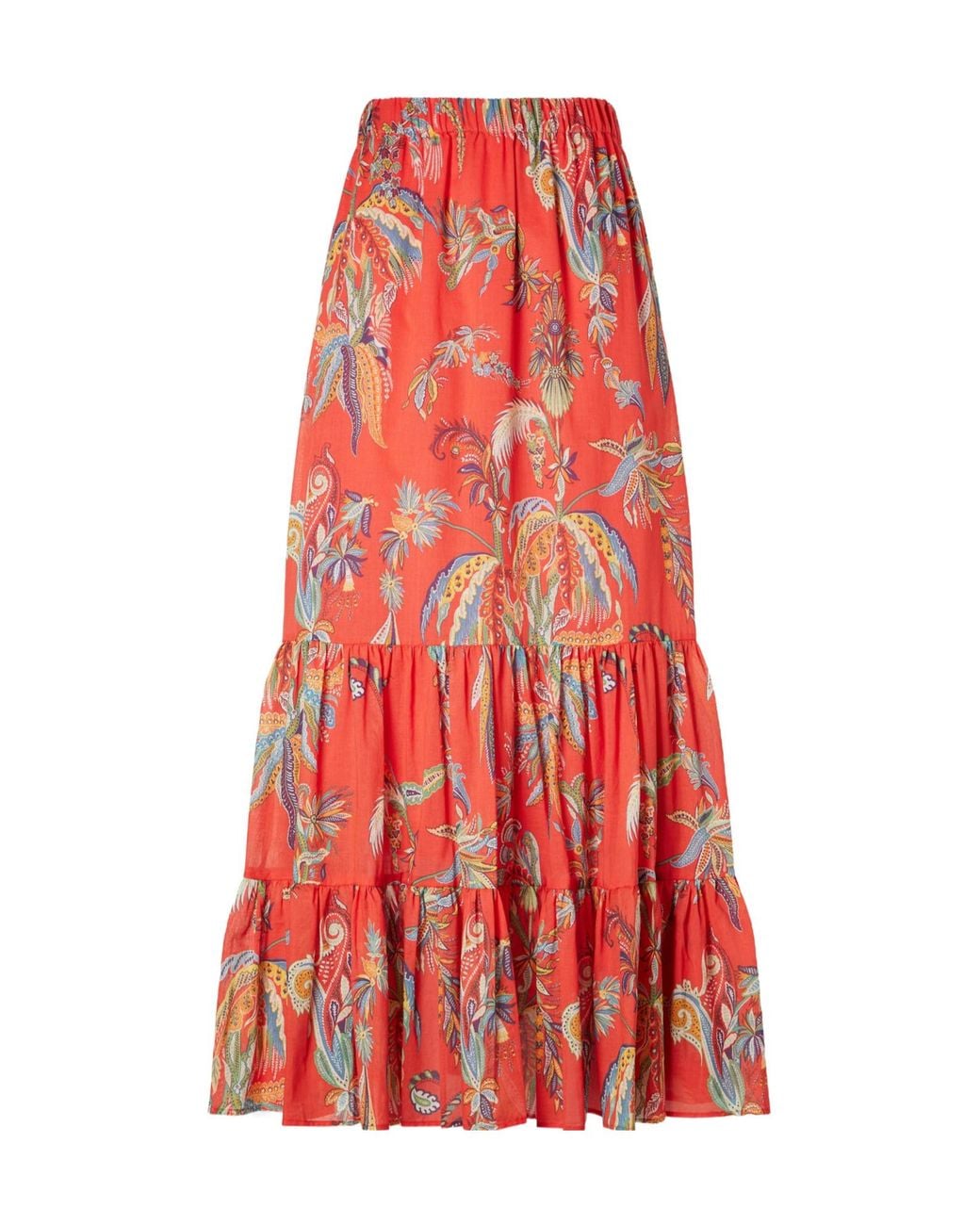 Etro Tiered Printed Cotton Maxi Skirt