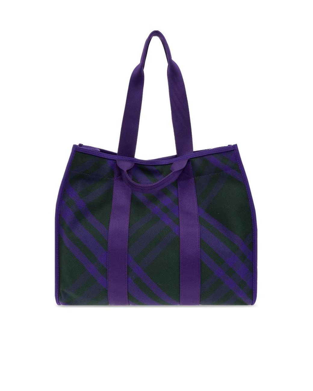 Burberry Purple Check Pattern Tote Bag for men