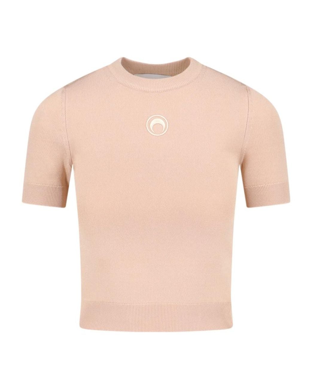 MARINE SERRE Pink Short-Sleeved Knit Sweater
