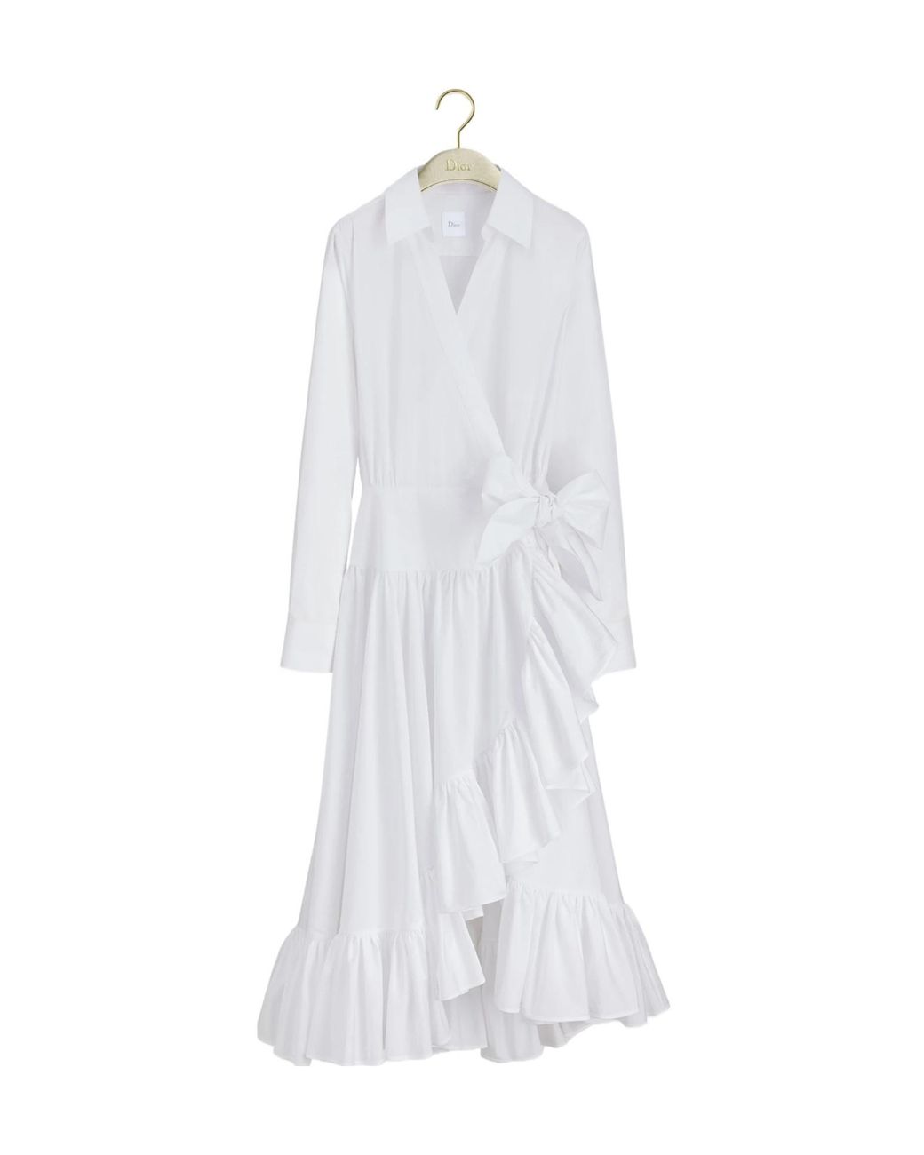 Dior White Iviera Mid-Length Ruffled Dress