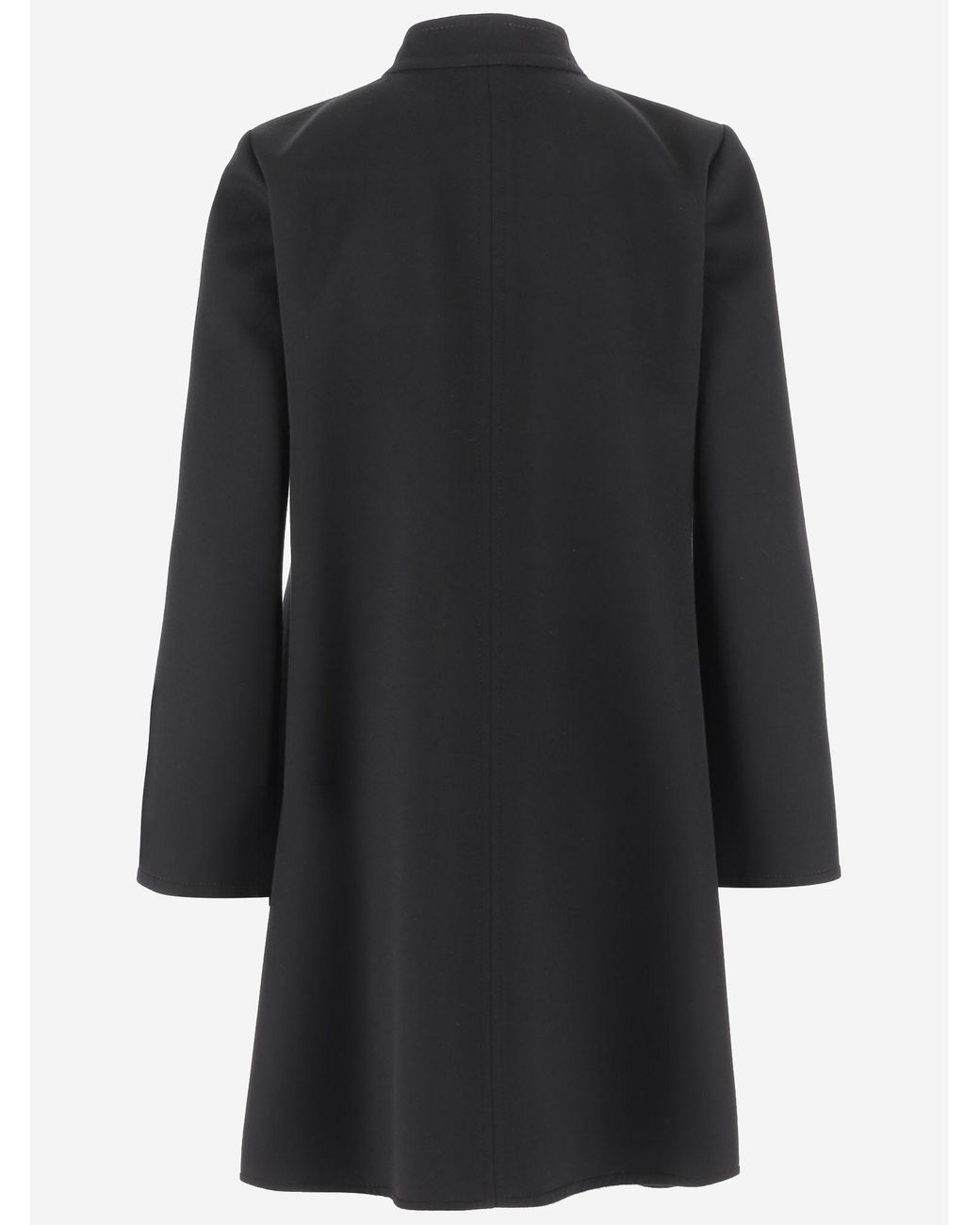 Valentino Black Button-Up A-Line Hem Coat