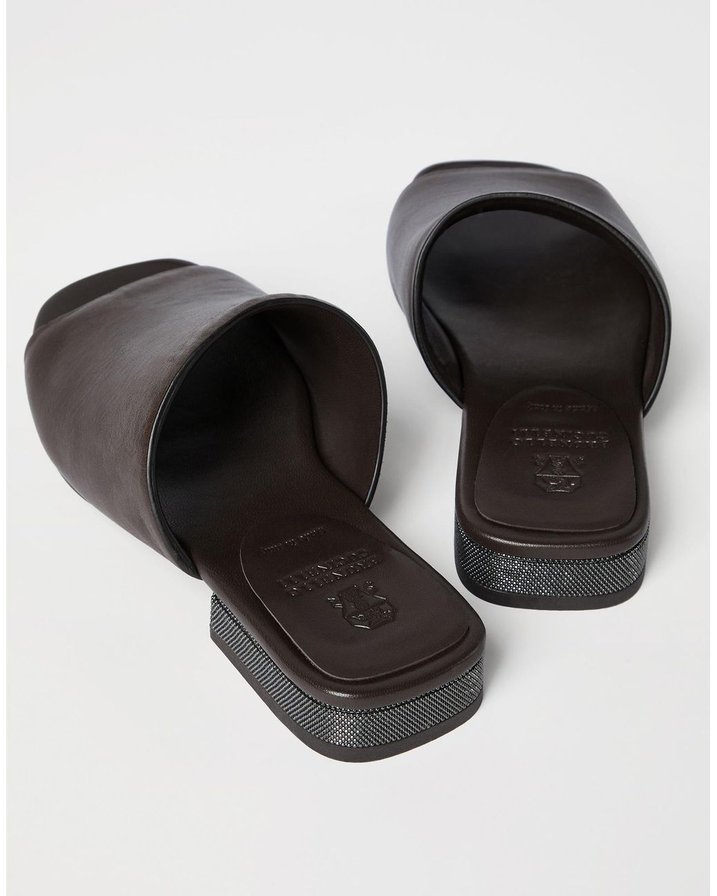 Brunello Cucinelli Brown Monili Detailed Riding Mules