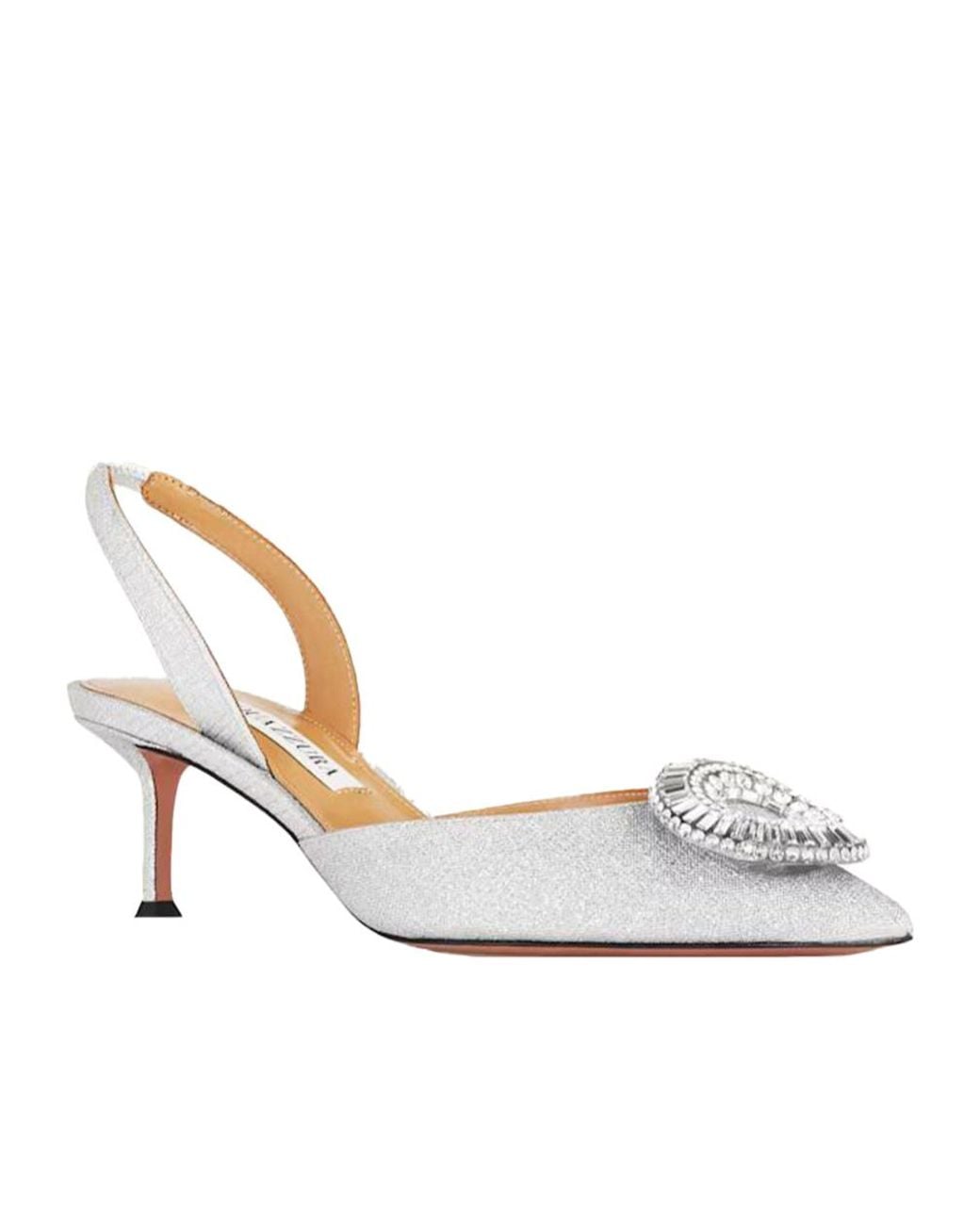Aquazzura White 105Mm Crystal Hoop Sling Pumps