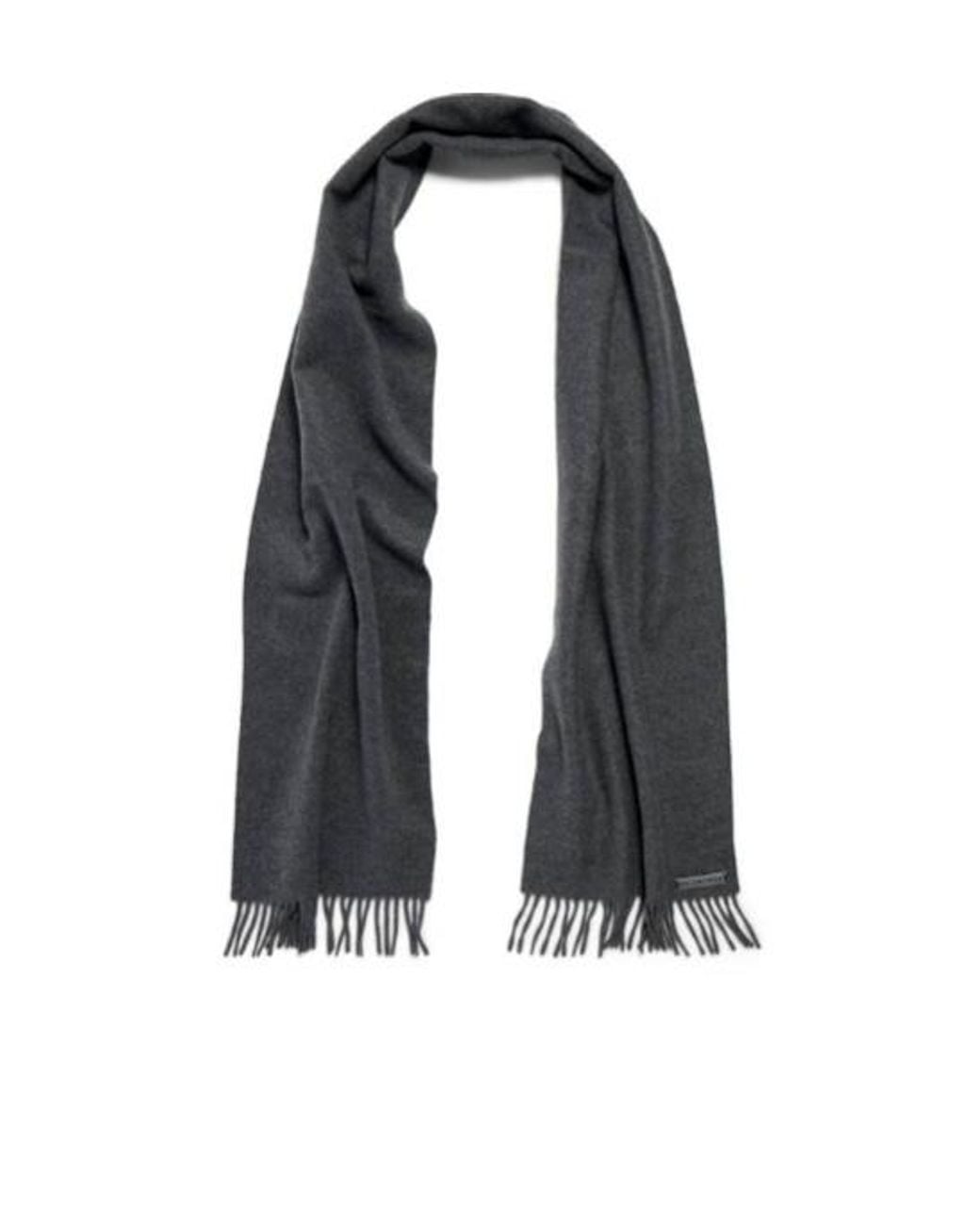 Balenciaga Gray Logo Plaque Fringed Scarf
