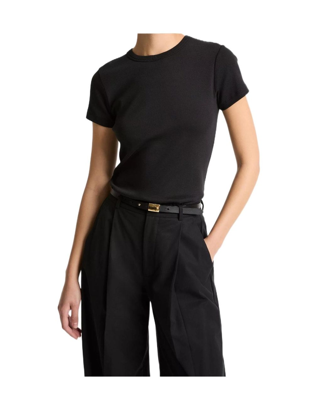 Vince Black Ribbed Crew-Neck T-Shirt