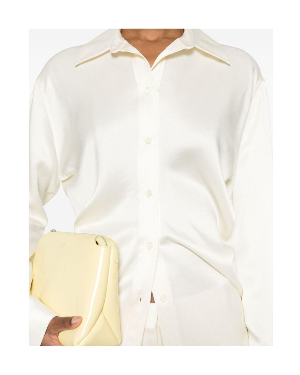 Totême White Totême Slouch-Waist Satin Shirt