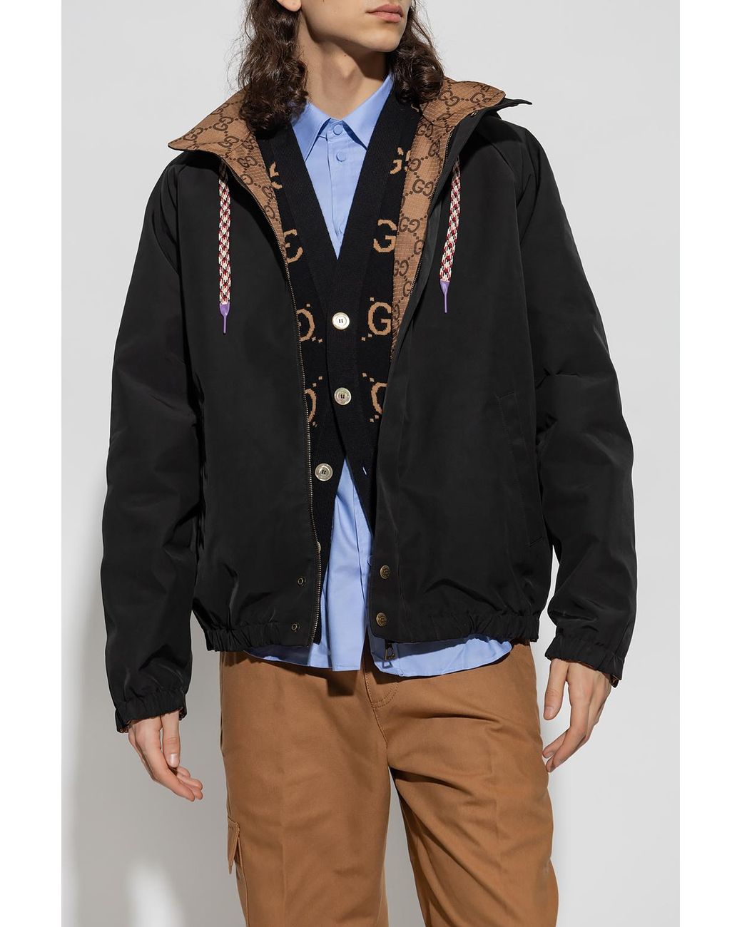 Gucci Black Reversible Gg Canvas Jacket for men