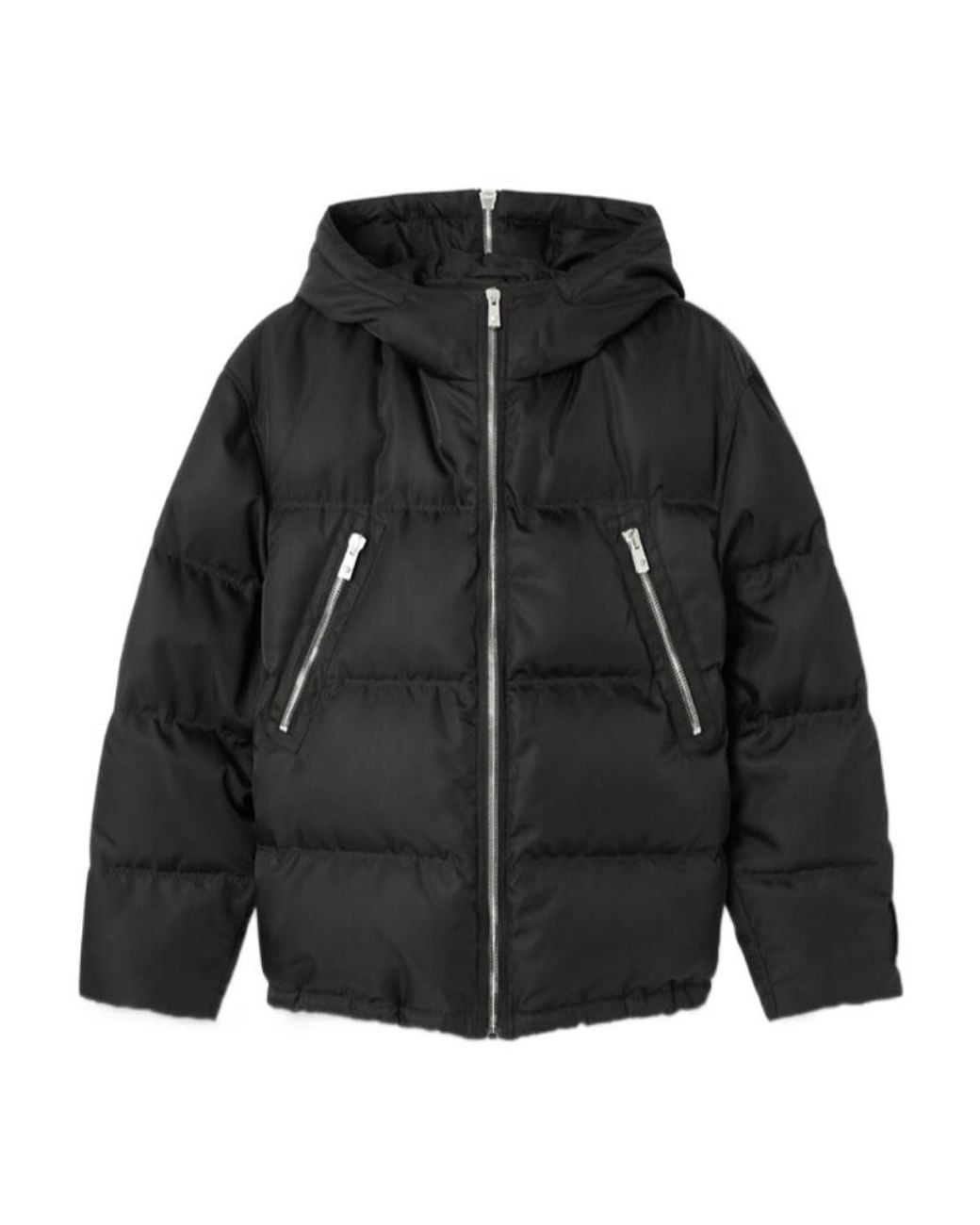 Versace Black Hooded Zip-Up Puffer Jacket for men