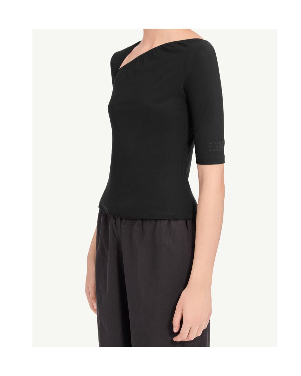 MM6 by Maison Margiela Black Asymmetric Jersey Top