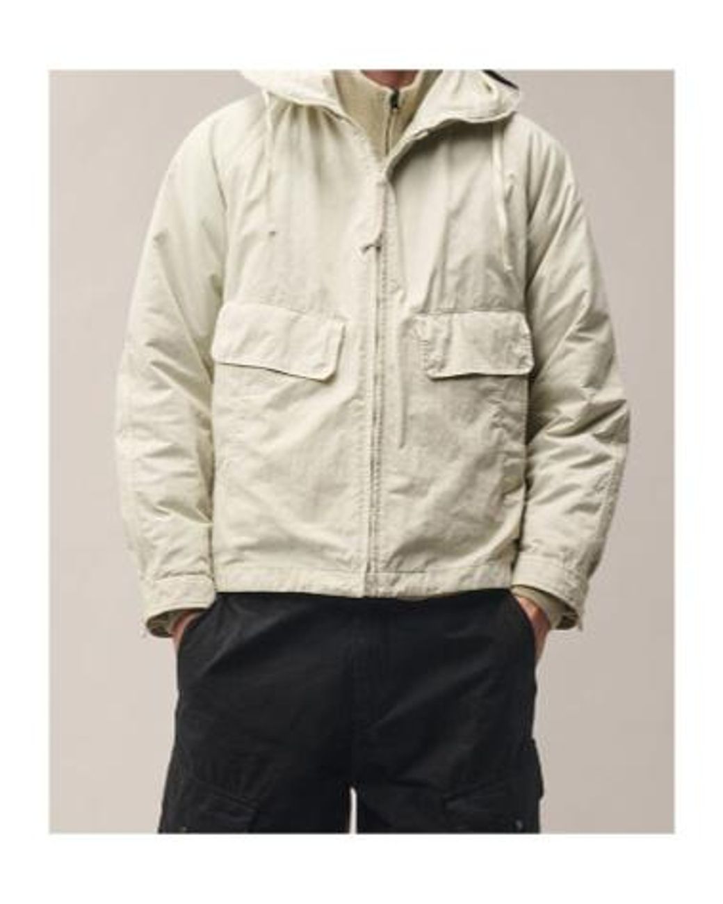 C P Company Natural Goggle-Detail Drawstringd Jacket for men