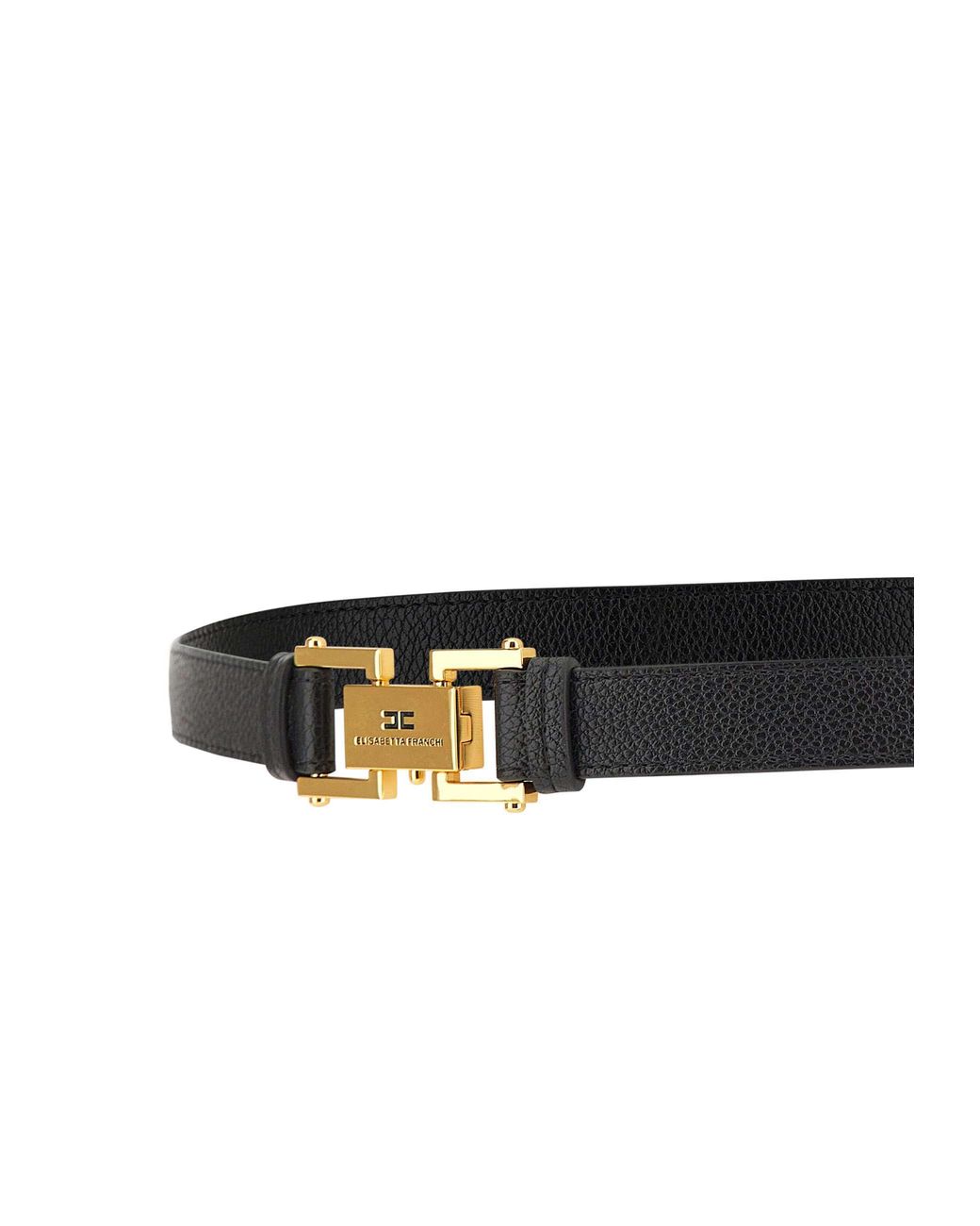 Elisabetta Franchi White Pebbled Logo Buckle Belt