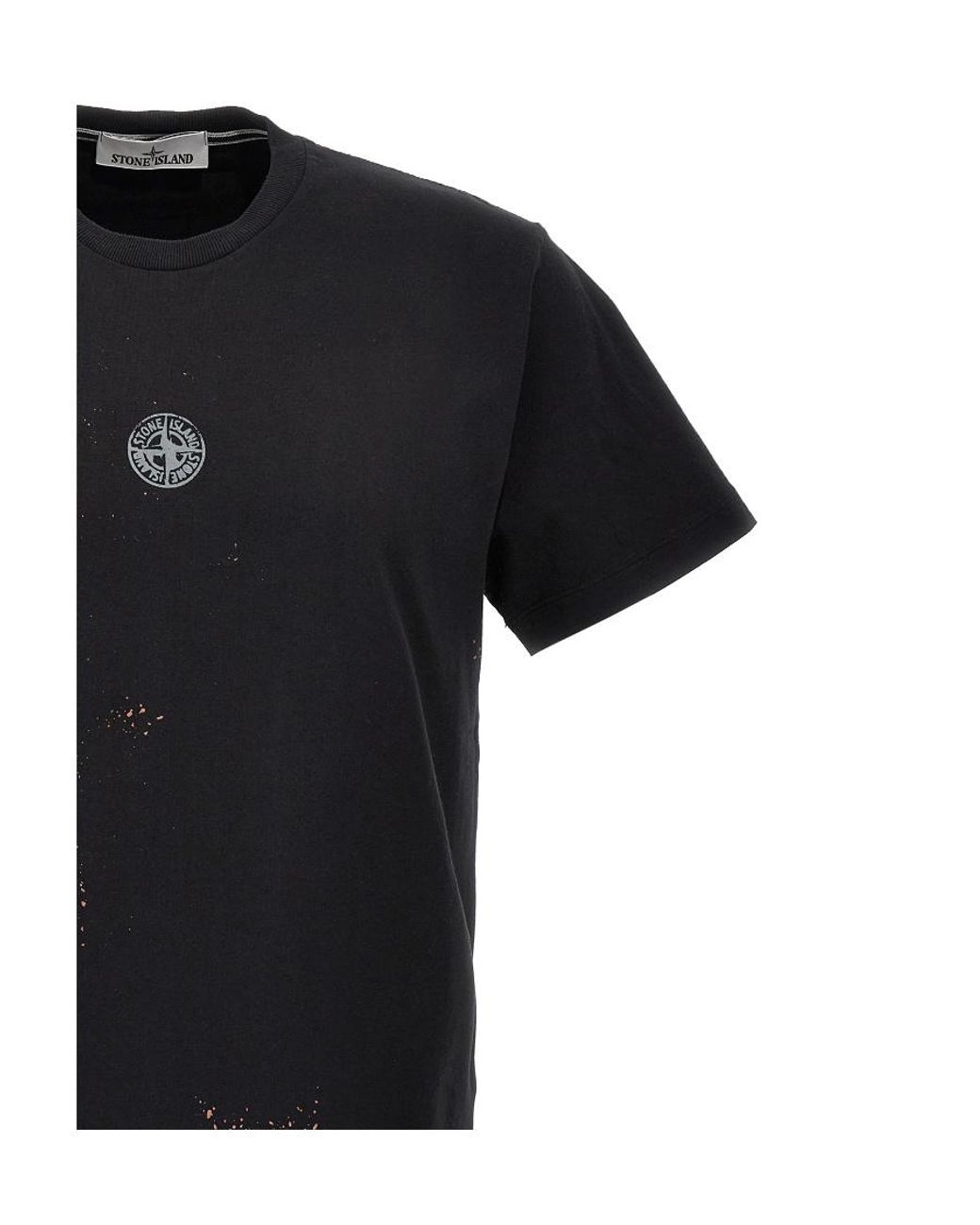 Stone Island Black Compass-Motif Crew-Neck T-Shirt for men