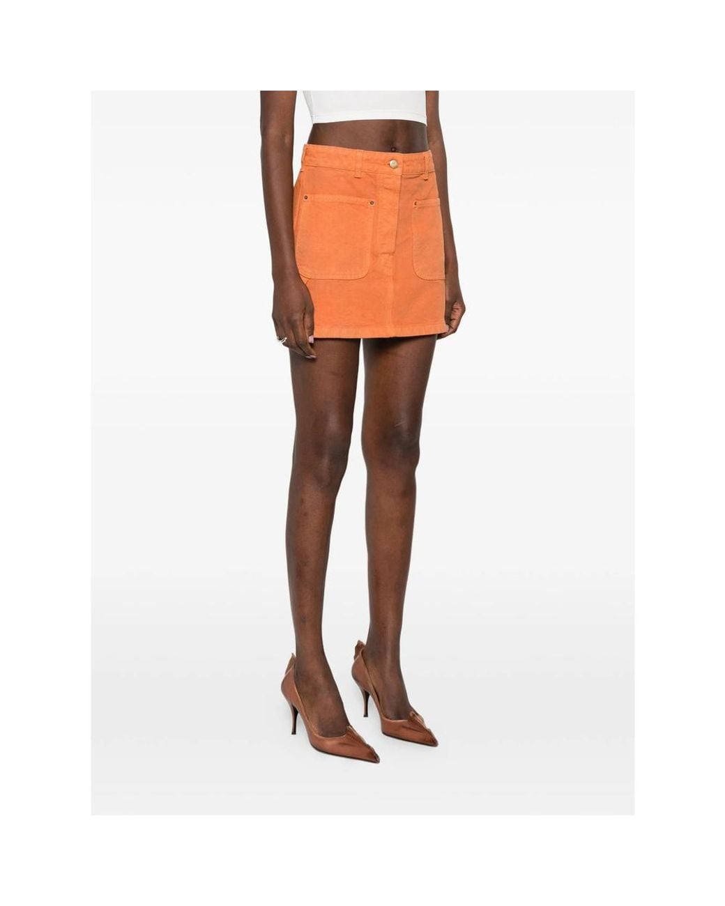 Prada Orange Triangle-Patch Mini Skirt