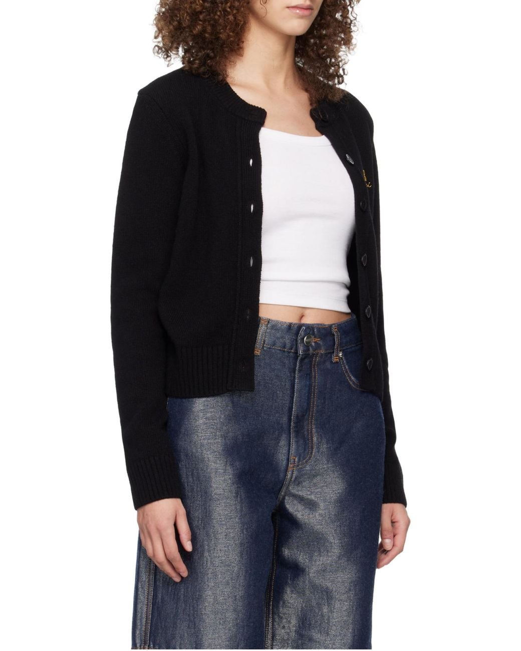 Ganni Black Wool Mix Cardigan