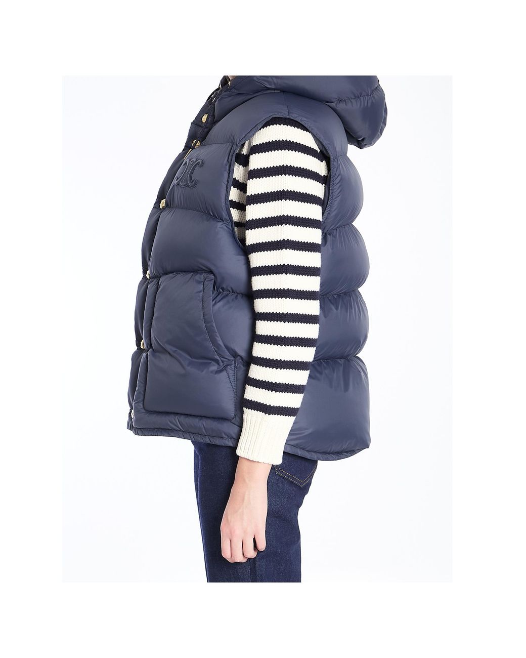 Céline Blue Oversized Sleeveless Down Jacket