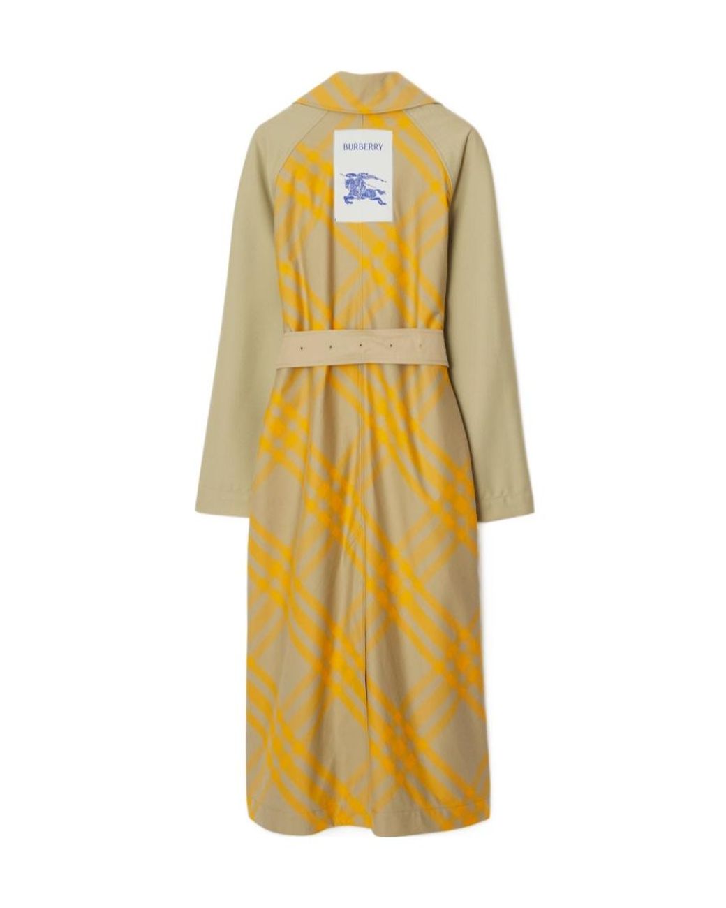Burberry Yellow Checked Belted-Waist Reversible Trench Coat