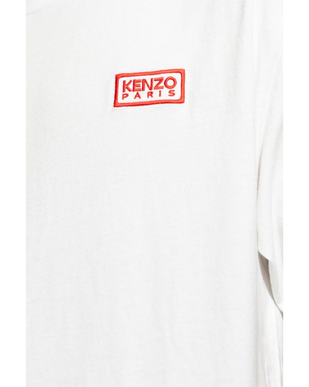 KENZO White Logo Embroidered Crewneck T-Shirt for men