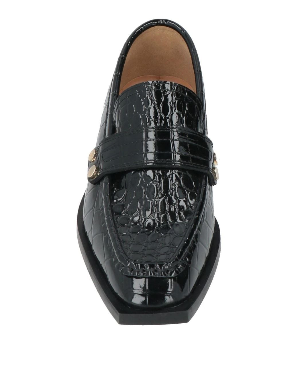 Ganni Black Crocodile-Print Loafers