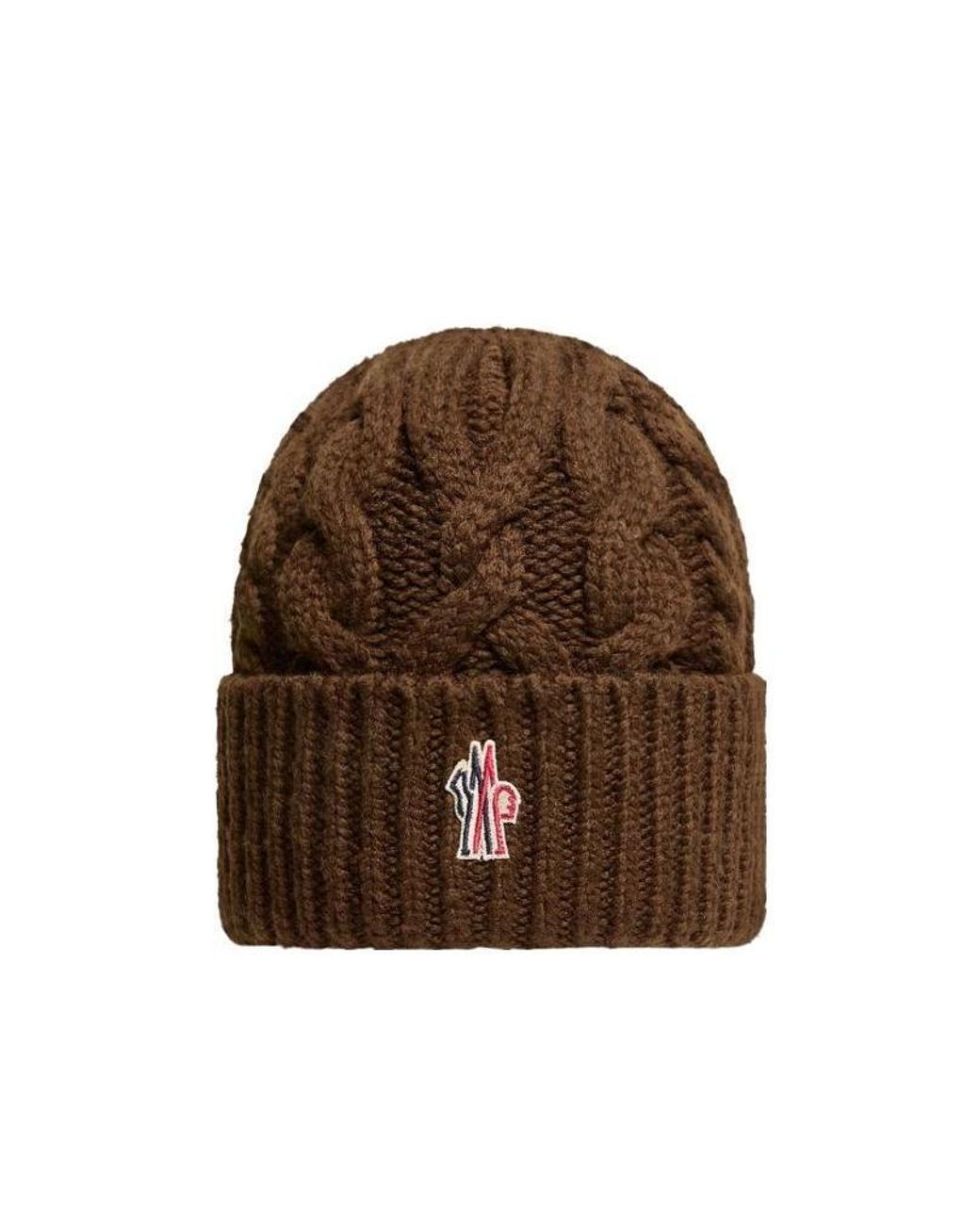 Moncler Brown Grenoble Cable-Knit Beanie Hat