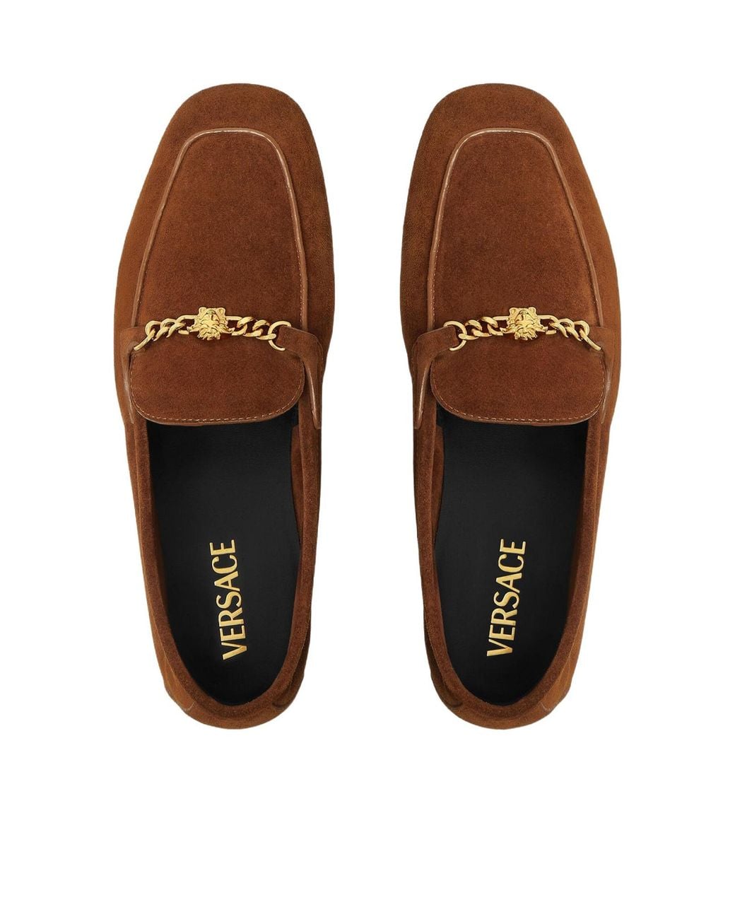 Versace Brown Medusa-Chain Loafers