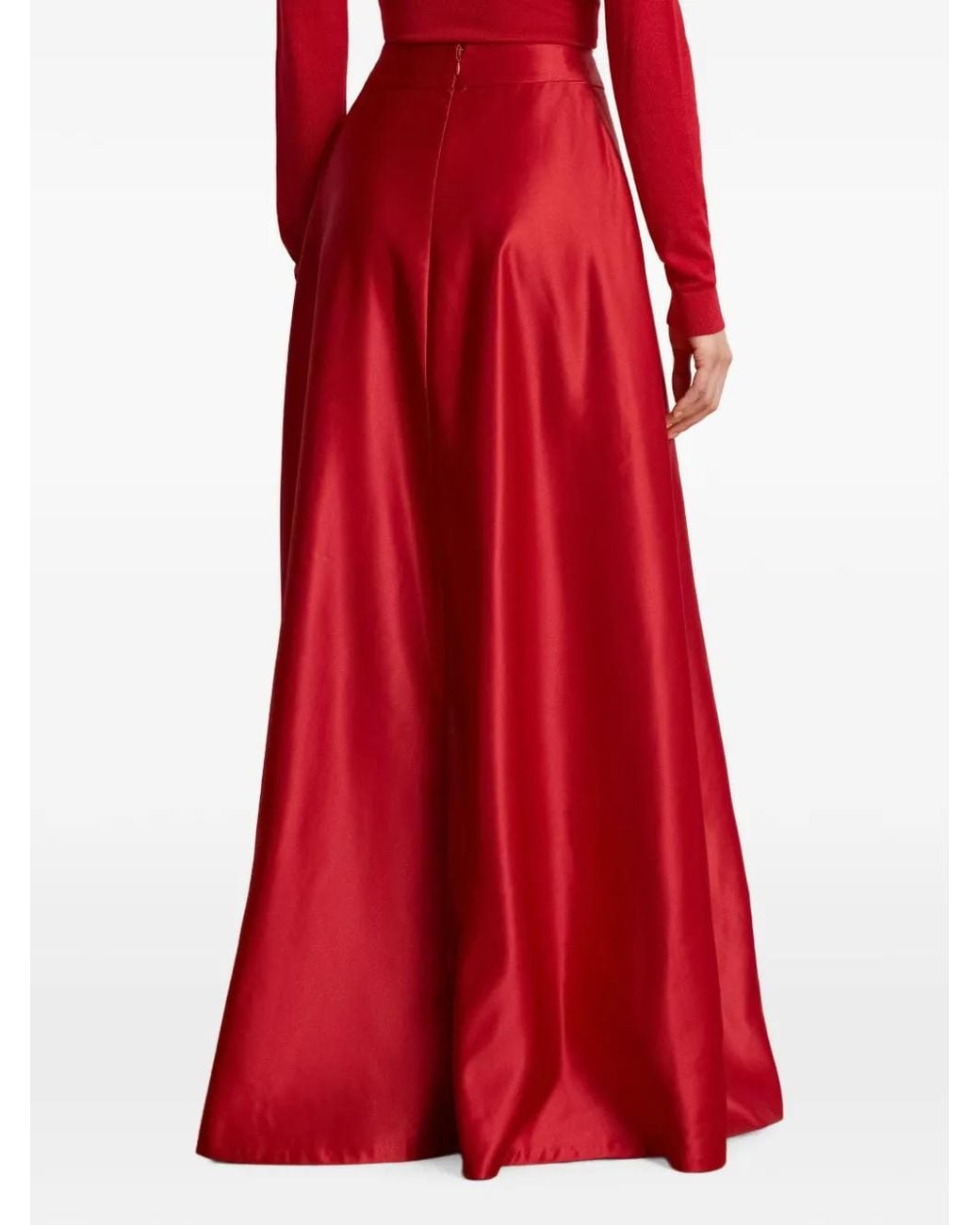 Ralph Lauren Red Lauren Satin A-Line Skirt