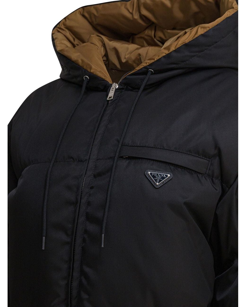 Prada Blue Zip-Up Hooded Puffer Jacket