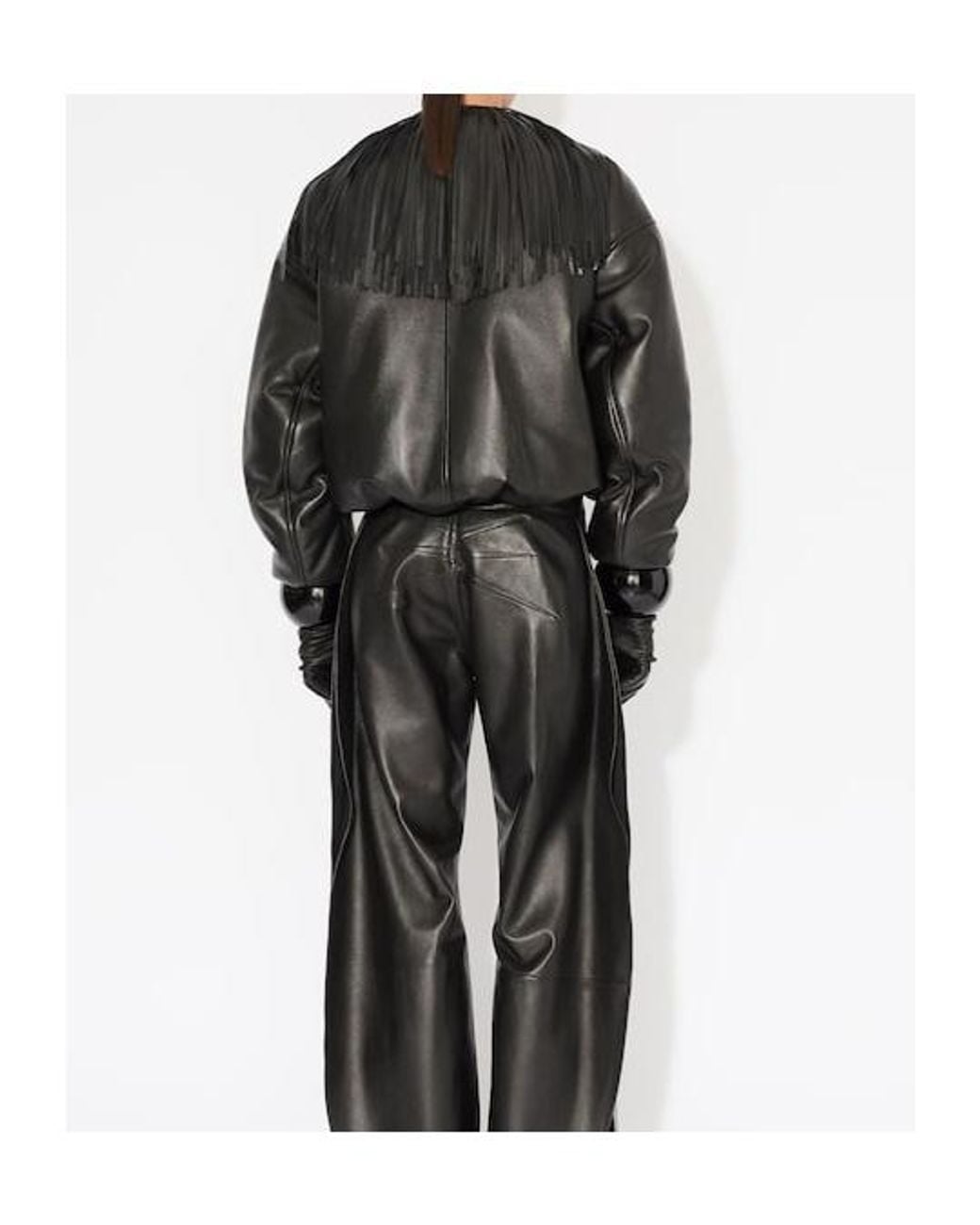 Alaïa Black Alaïa Fringed Leather Bomber Jacket