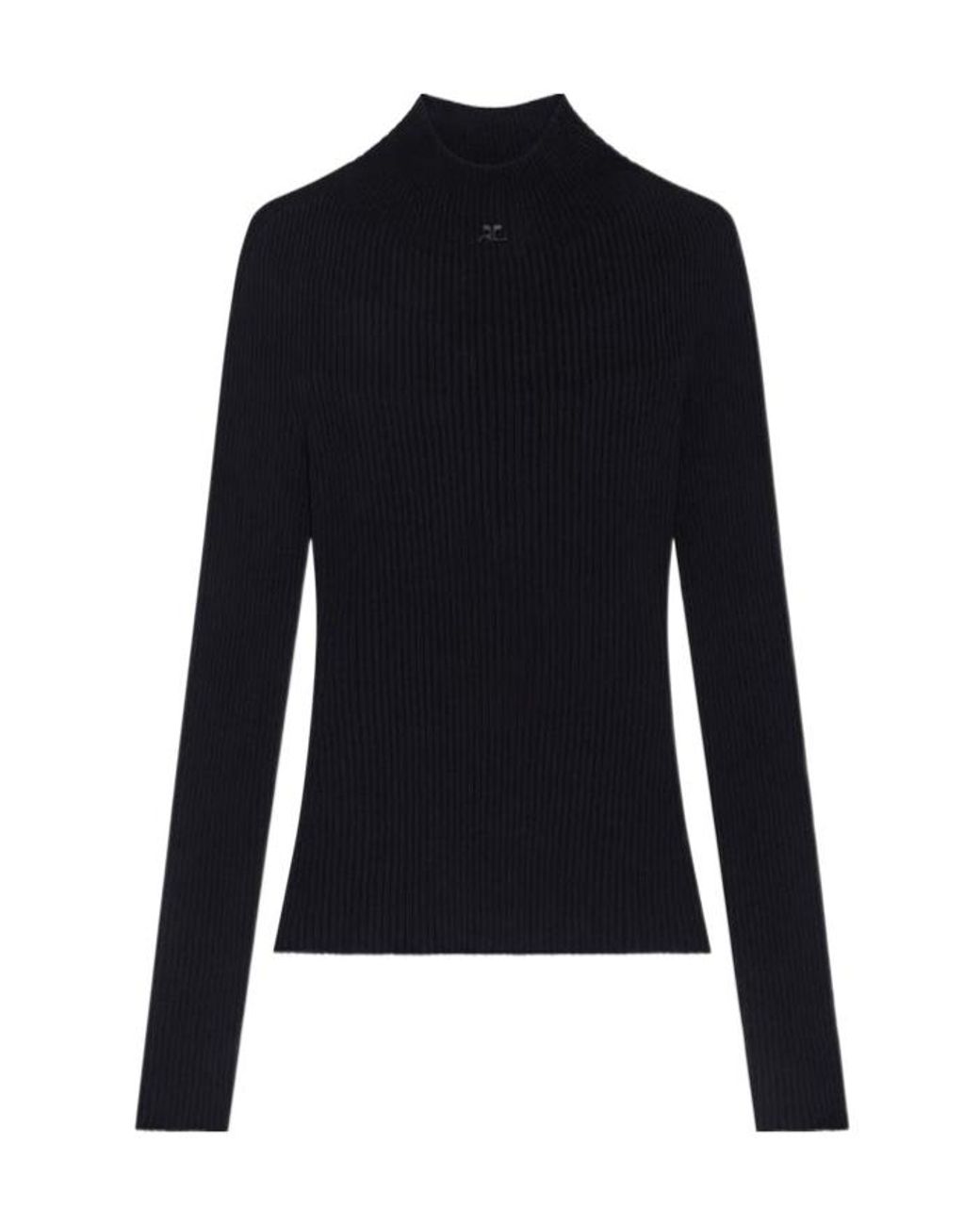 Courreges Blue Pinko Solar Light Ribbed Mockneck Jumper