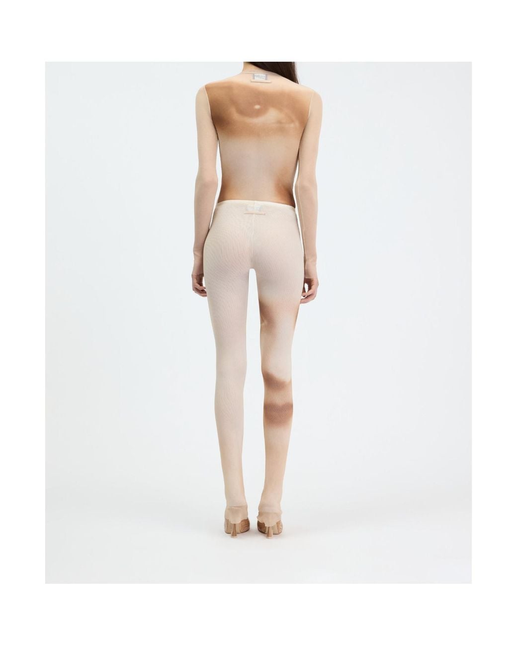 Jean Paul Gaultier White Mesh Face-Print Flared Pants