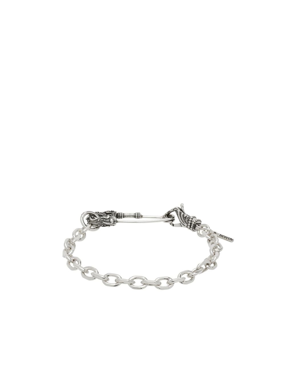 Emanuele Bicocchi White Arabesque Pin Bracelet for men