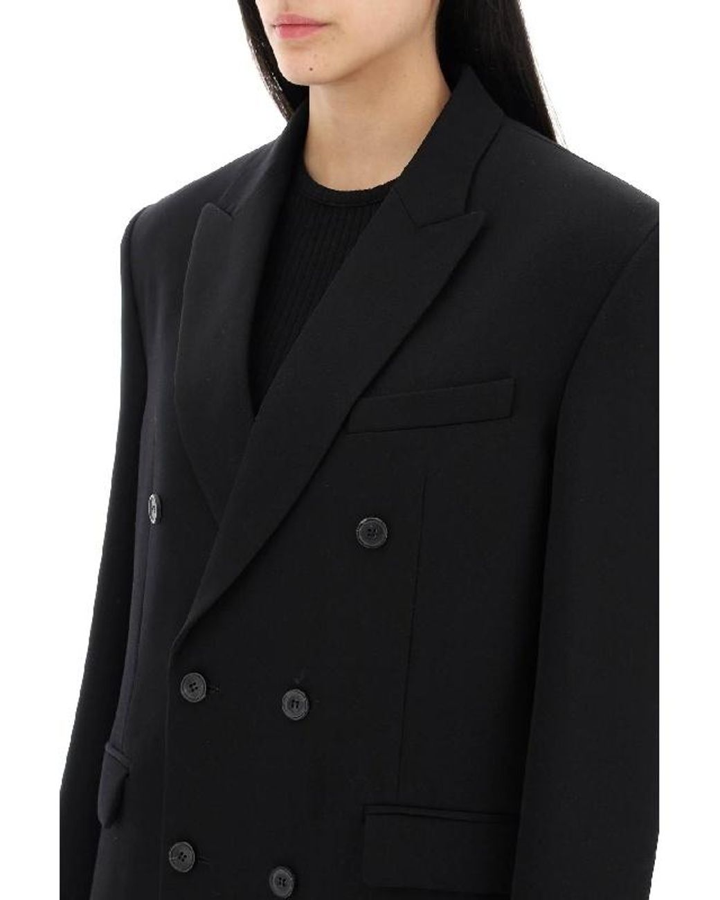 Wardrobe NYC Black Double-Breasted Suit Jacket