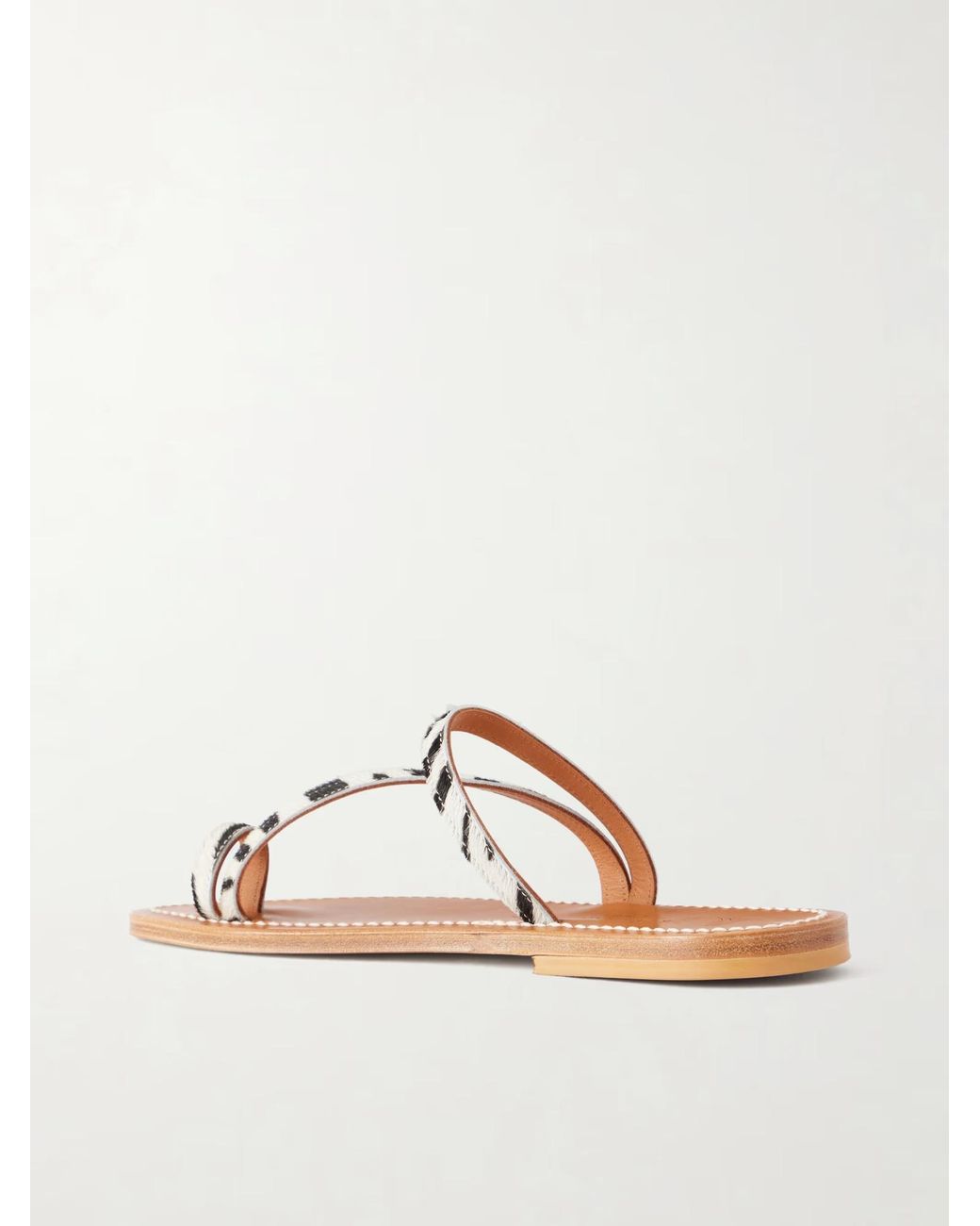 K. Jacques Brown Actium Zebra-Print Calf Hair Sandals