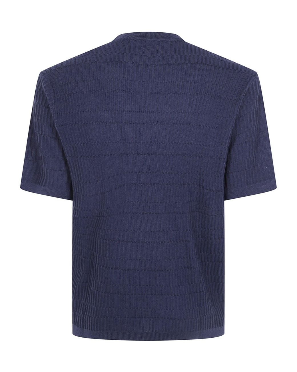 Emporio Armani Blue Short-Sleeved Crewneck Knitted Jumper for men