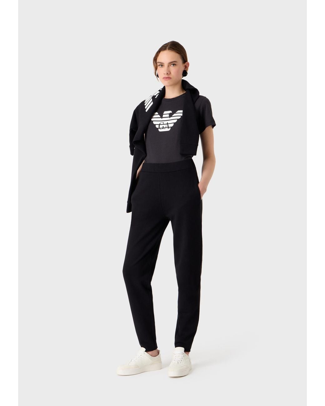 Emporio Armani Black Logo Printed Crewneck T-Shirt