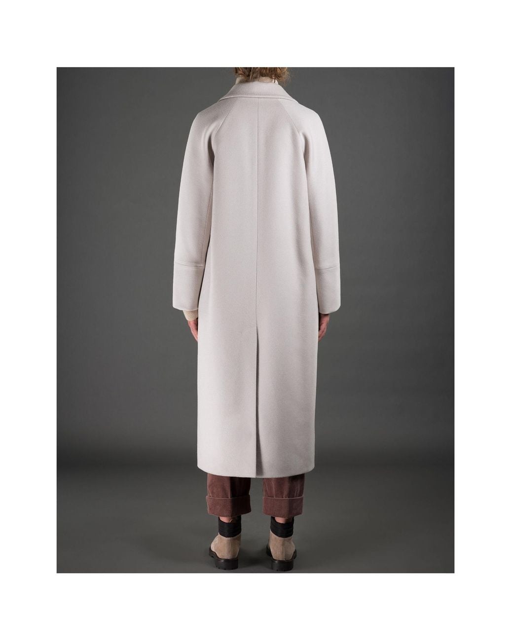 Moorer Gray Double-Breasted Long Coat