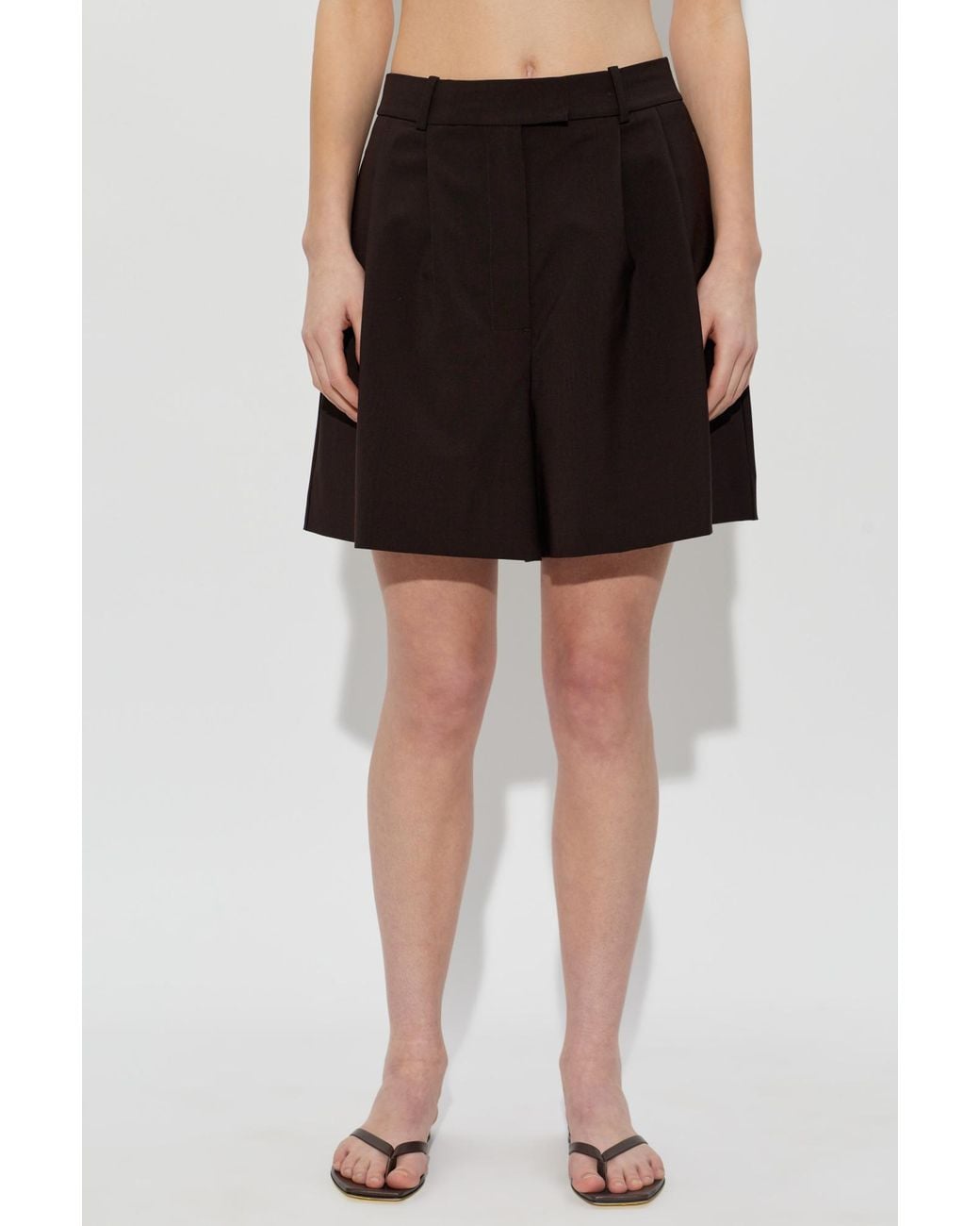 Lacoste Black Pleated-Design Tailored Shorts