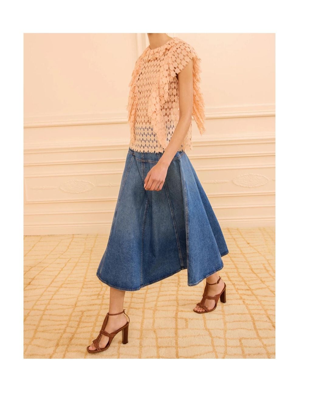 Ulla Johnson Blue Lace Ruffled Top