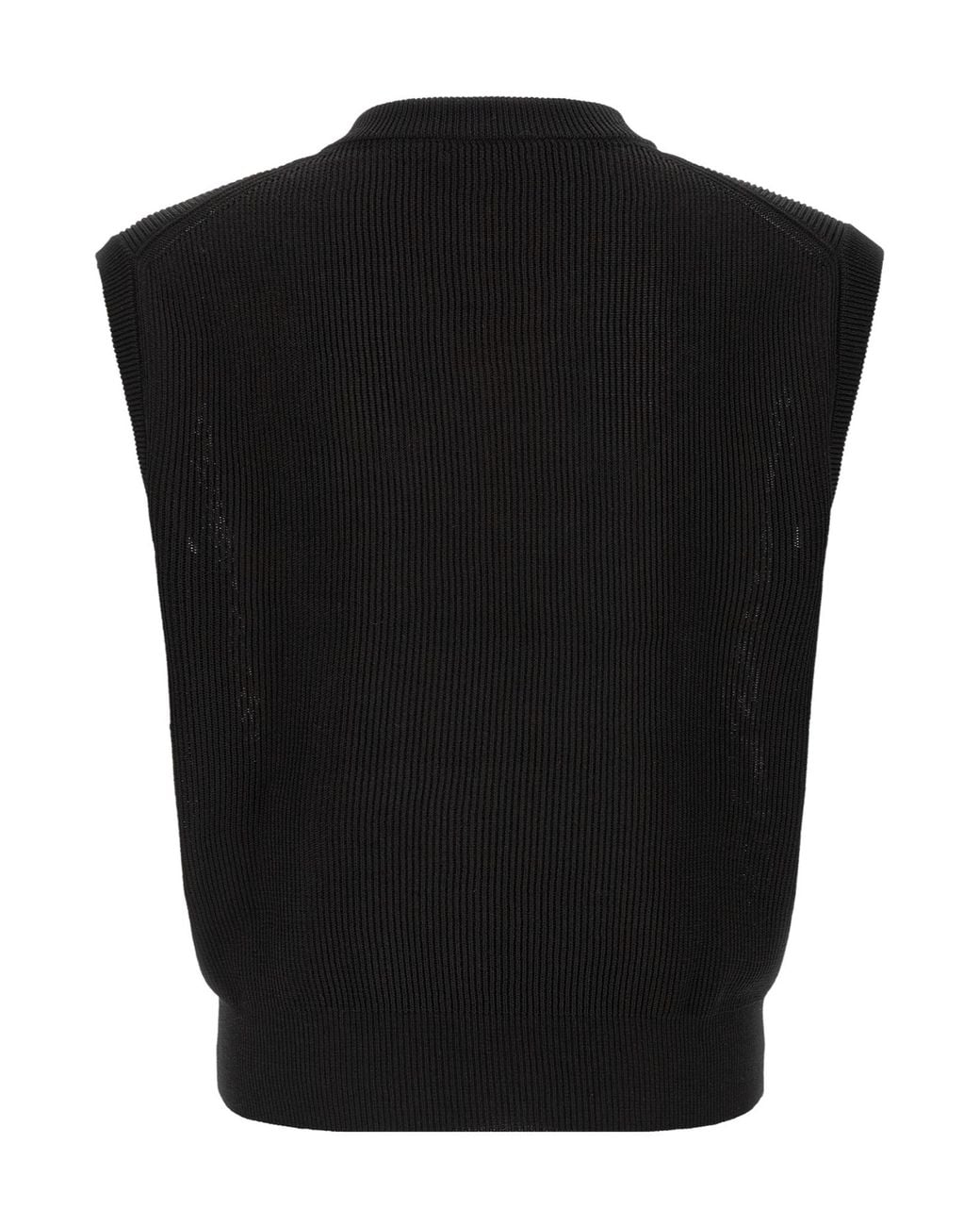 Auralee Black Ribbed-Knit V-Neck Vest for men