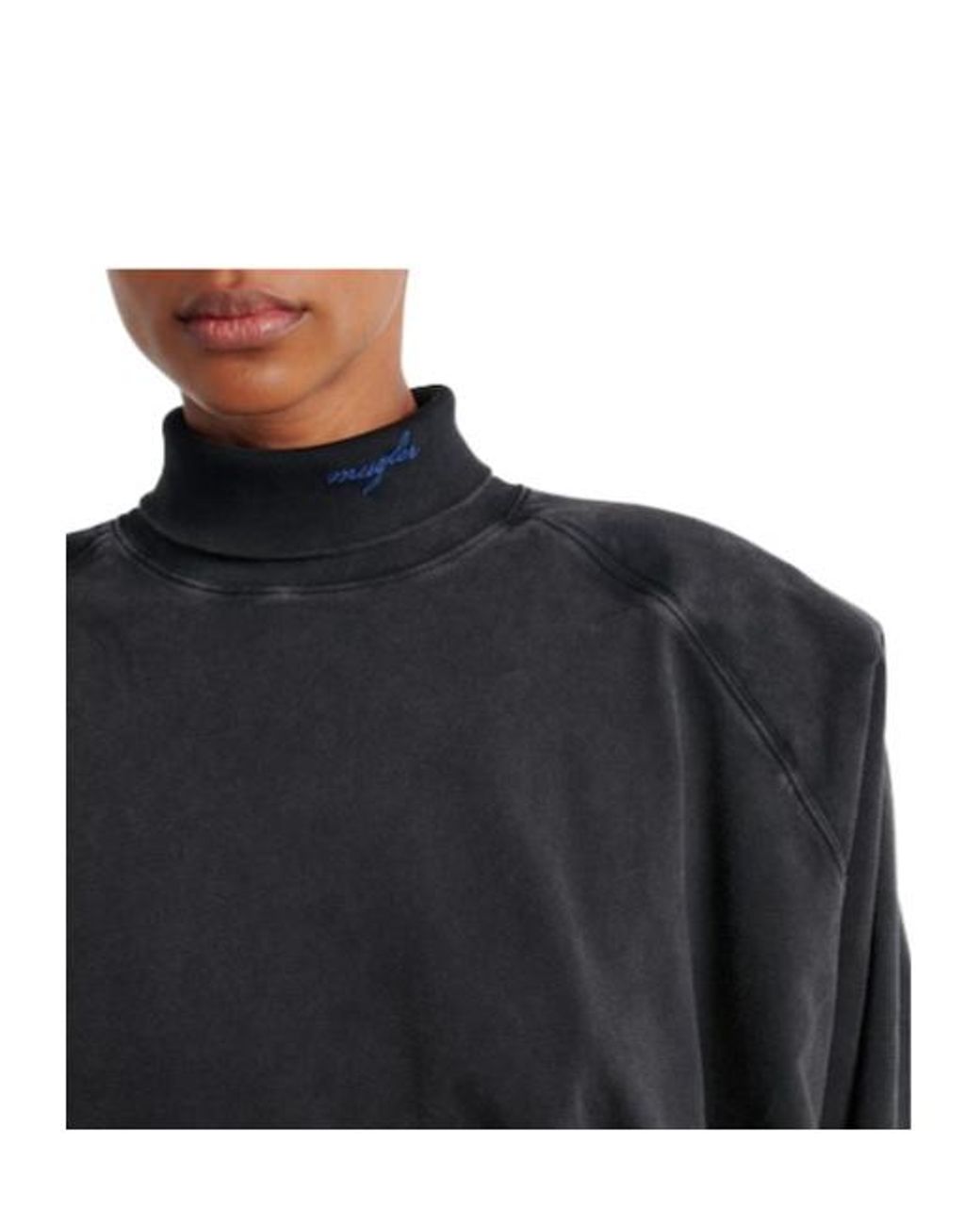 Mugler Blue Cotton Jersey Sweatshirt Dress