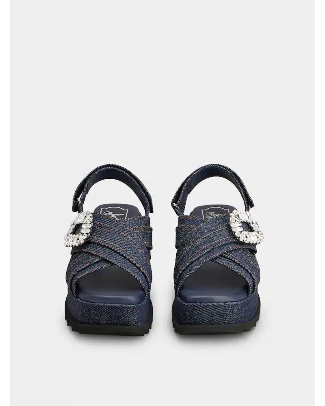 Roger Vivier Blue Denim Wedge Sandals