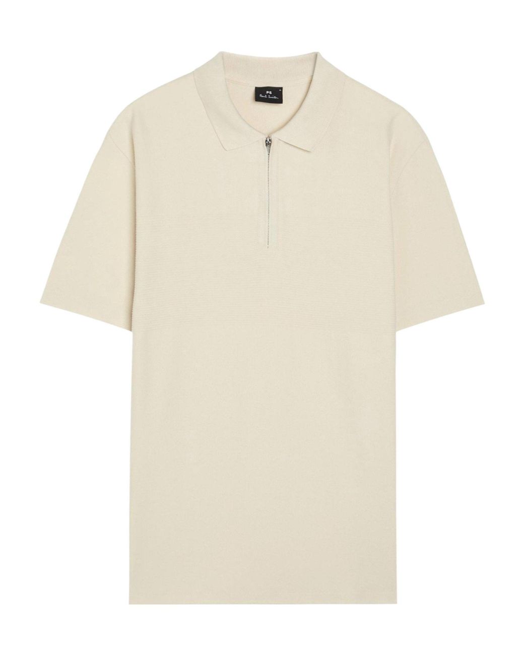 Paul Smith White Cotton Zip Collar Polo Shirt for men