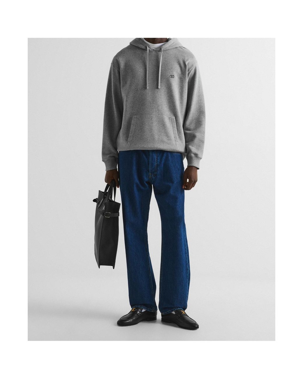 Valentino Gray Pullover Hoodie for men