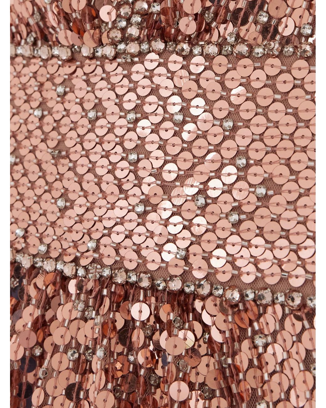Jenny Packham Pink Embellished Sequined Tulle Gown