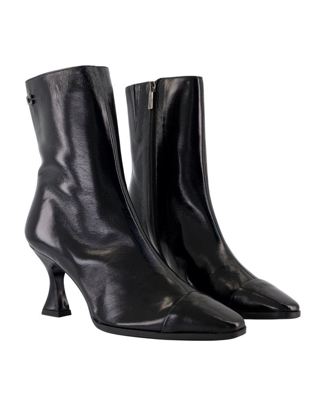 CAREL PARIS Black Zip-Up Cap Toe Boots