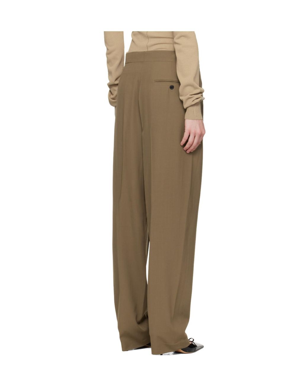 Ferragamo Green Ferragamo High Waisted Pleated Trousers