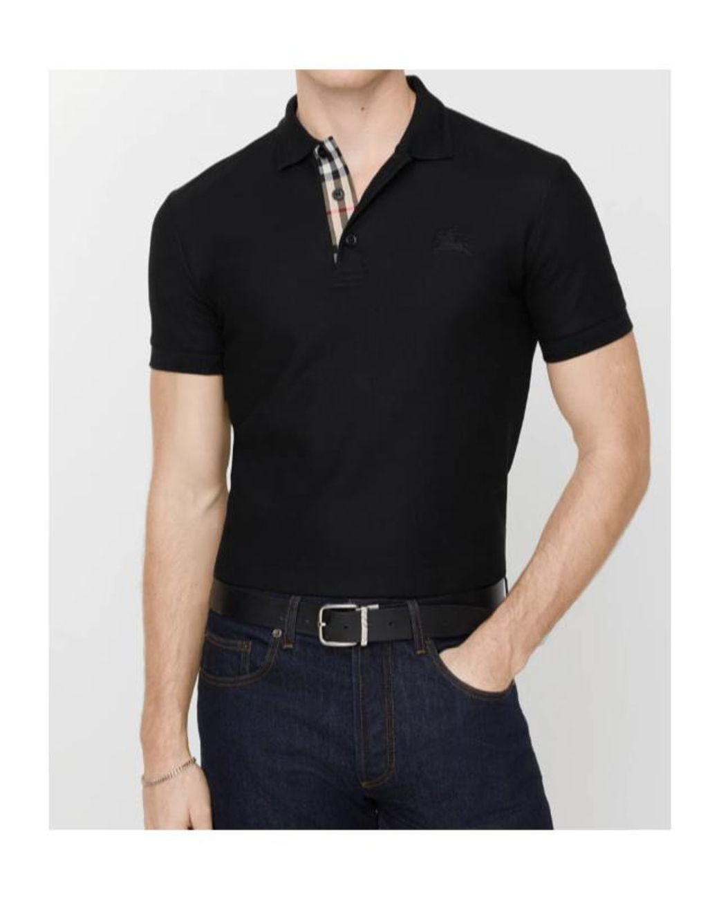 Burberry Black Eddie Logo Polo Shirt for men