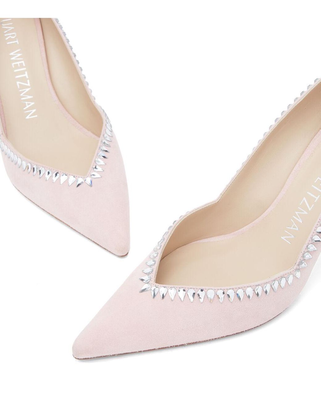 Stuart Weitzman Pink 70Mm Suede Crystal-Embellished Pumps