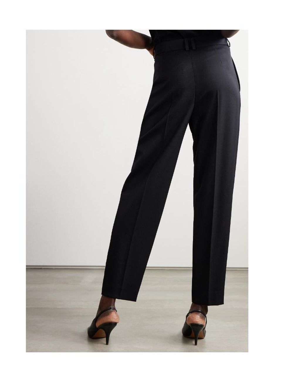 The Row Black Corby Pleated Wool Tailored Trousers