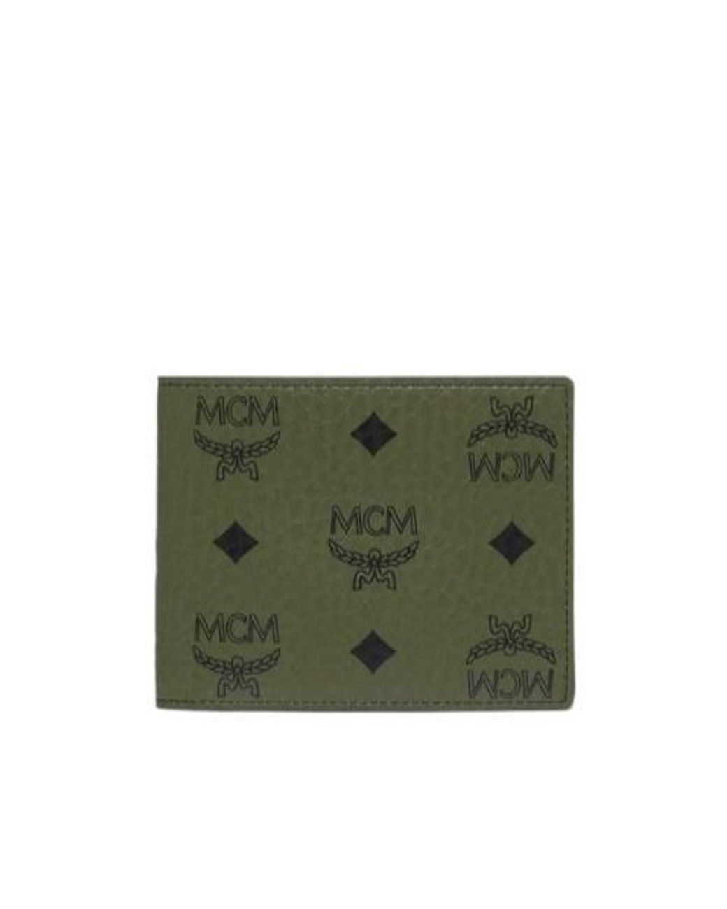 MCM Green Aren Visetos Monogram Bifold Wallet for men